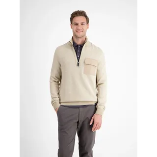 Strickpullover LERROS "Stricktroyer in Strukturstrick", Herren, Gr. L, beige (tender beige melange), 100% Baumwolle, ohne Ausschnitt, Pullover Strickpullover