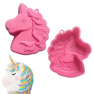VEOIRXU Silikon-Motivbackform Backform 3D-Einhorn Motivbackform Einhorn Kuchenform Vielseitig Einsetzbar Ideal für Kuchen Eis Desserts Ideal für Kindergeburtstag oder Partys (Rosa)