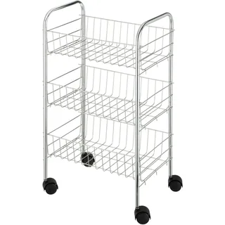 Wenko Rollwagen Florenz Silber mit 3 Ablagen 63 cm x 38 cm x 25 cm