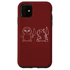 Hülle für iPhone 11 Pinguin und Capybara und Messer