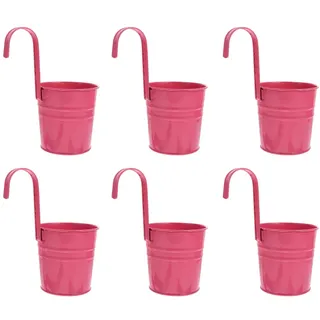 Cabilock 6Er Set Hängetöpfe Metall Blumentopf Zum Aufhängen Mit Abnehmbarem Haken Und Ablaufloch Für Balkon Zaun Garten Wand 10.5X10.5X8.5Cm