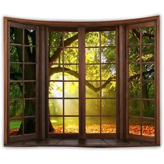 WANLIAN Wandteppich mit Waldlandschaft, Bergwandteppich, für Zuhause, Büro, Wohnheim, Innen- und Außendekoration, große Größe 150 (B) x 150 (L) cm (GTCH (19))