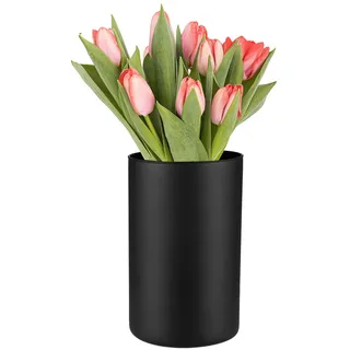 Glasset Glasvase Luca Schwarz Matt Zylinder für Frische Blumen und Getrocknete Pampasgräser Moderne Innendeko Wohnzimmer Esszimmer Glas Natrium-Kalk 2800 ml Höhe 21,5 cm Durchmesser 13,5 cm