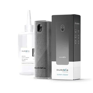 Display Reiniger Durovis Essentials, Screen Cleaner, Bildschirmreiniger mit Mikrofasertuch inklusive 50ml Glasreiniger ohne Alkohol für Auto/Smartphone/Laptop/Tablet (dunkelgrau)