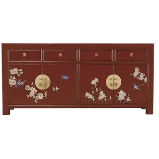 Fine Asianliving Chinesische Kommode chinesisches Sideboard chinesischer Schränke China Möbel Schrank Orientalischer Asiatischer 180x85x40 - Rot