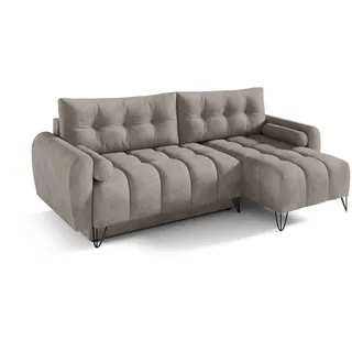 Beautysofa Eckschlafsofa Malaga Mini universeller Ottomane, Dunkelbeige , Beige , Textil , L-Form,L-Form , 222x148 cm , Wohnzimmer, Sofas & Couches, Wohnlandschaften, Ecksofas