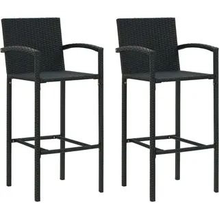 The Living Store Barhocker 2 Stk. Schwarz Poly Rattan - Schwarz