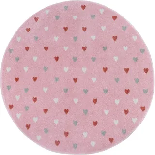 HANSE HOME Kinderteppich »Adventures Little Hearts«, rund, 7 mm Höhe, Spielteppich, weich, Kinderzimmer, Kurzflor, Spielunterlage, Teppich rosa