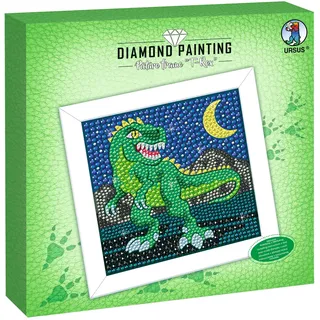 Ursus 43530001F - Diamond Painting Picture, T-Rex, Set mit Acryldiamanten, Picker, Tablett und Wachskleber, inklusive Bastelanleitung