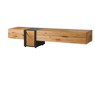 MASSIVMOEBEL24.DE Lowboard Wildeiche 250x52x52 natur geölt/lackiert KITZBÜHEL #113 - Schwarz