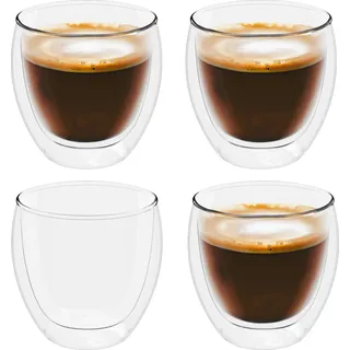 Intirilife 4x doppelwandiges transparentes Espressoglas Kaffeeglas Teeglas Thermoglas Dekoglas Espresso Glas - Transparent