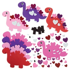 Baker Ross FX458 Liebesherz Dinosaurier Mix und Match Magnet-Kits - 8er-Pack, Schaumstoff-Bastelset zum Valentinstag für Kinder