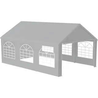 YUENFONG 4x6m Faltpavillon Partyzelt Pavillon Gartenzelt wasserdichter Faltpavillon mit Fenster, für Camping, Partys und Versammlungen (Grau) - Grau