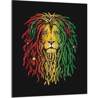 Herdabdeckplatte 40x52 Glaskeramikkochfeld Abdeckung Spritzschutz Glasplatte Deko Schneidebrett, Löwe Rasta