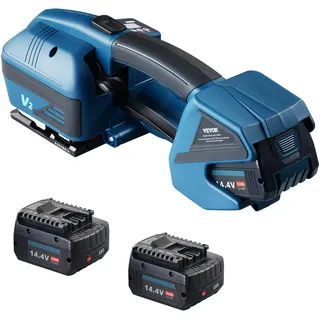 VEVOR Elektrische Umreifungsmaschine, für 0,35"-0,63" PP-PET-Bänder, tragbares elektrisches Umreifungswerkzeug mit Digitalanzeige, 2 x 4000 mAh batteriebetriebenes automatisches Umreifungswerkzeug für Verpackungskartonpaletten
