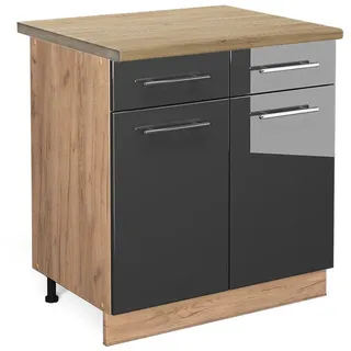 Vicco Schubladenschrank Fame-Line 80 x 82 x 60 cm Anthrazit Hochglanz