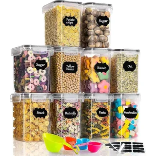 Vorratsdosen Set 1.6L Küche Aufbewahrungsbox Plastik Luftdicht Schwarz - Schwarz