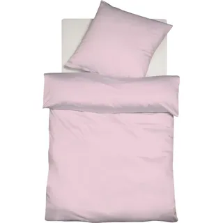 Bettwäsche FLEURESSE "Colours in 135x200, 155x220 oder 200x200 cm", rosa (rosé), B/L: 135cm x 200cm, 1 Stk., 1 Stk., Interlock-Jersey, B/L: 80cm x 80cm, 2 Stk., Interlock-Jersey, Obermaterial: 100% Baumwolle, Bettwäsche, Bettwäsche, Bettwäsche aus 100% Baumwolle, uni, mit Reißverschluss