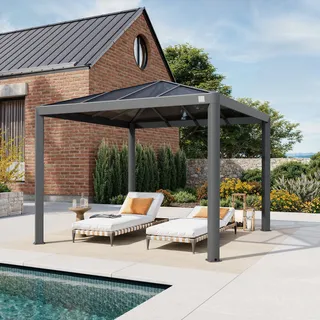 primeyard Gartenpavillon 3 x 3 m inkl. Seitenteile Grau
