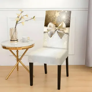DOTBUY-SHOP Stuhlhussen Weihnachten 2/4/6/8er Set, Stretch Stuhlbezug Stuhlhussen für Esszimmerstühle Waschbarer Hussen Weihnachten für Stühle für Stuhldekoration Restaurant (Sterne,4er Set)