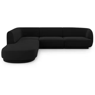 Micadoni Ecksofa links Miley aus Samt schwarz 6 Sitzplätze , Schwarz , Textil , L-Form , 255x248 cm , Hergestellt in Europa, Oeko-Tex® , Wohnzimmer, Sofas & Couches, Wohnlandschaften, Ecksofas