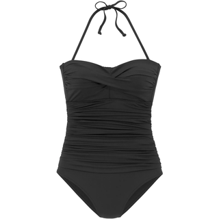 Badeanzug LASCANA, Damen, Gr. 44, Cup D, schwarz, Microfaser, Polyamid, unifarben, Badeanzüge Badeanzug, in Bandeau-Optik
