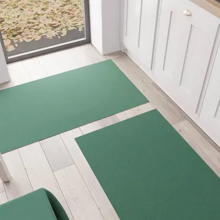 PETTI Artigiani Italiani - Küchenteppich Läufer Küche rutschfest und waschbar 52 x 280 cm Design Solid Grün 100% Made in Italy