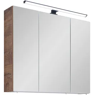 Xora Spiegelschrank , Eichefarben , Holzwerkstoff , 6 Fächer , 75x70x20 cm , Made in Germany , Badezimmer, Badmöbelsets & Badmöbelserien, Badmöbelserien
