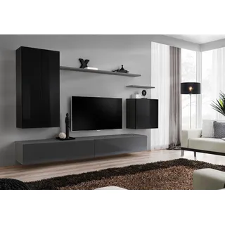 Wohnwand Sideboard Wandregal tv Schrank Regal Wandschrank Wohnzimmer Möbel - Grau