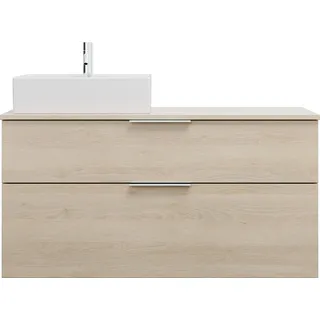 burgbad Eqio Keramik-Aufsatzwaschtisch quadratisch, links, inklusive Waschtischunterschrank mit 2 Schubladen, Breite 1200mm, SGUQ120LF3180C0001G0146