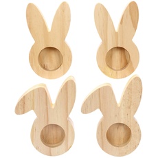 Papierdrachen 4 Eierbecher aus Holz - Hochwertige Oster Dekoration - perfekt für Brunch und Frühstück - Tischdekoration zu Ostern - Hasen