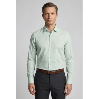 Langarmhemd OLYMP "Level Five", Herren, Gr. 41, N-Gr, hellgrün, Web, Obermaterial: 97% Baumwolle, 3% Elastolefin, normal, 2-Knopf-Manschette, Hemden Langarmhemd, Under-Button-down-Kragen, Businesshemd, body fit, fein strukturiert