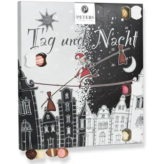 Peters Mit Genuss verführt | Adventskalender Tag & Nacht | 48 Pralinen | Mit Alkohol | Doppelt gefüllt | Weihnachtskalender | Schokolade | Weihnachten | Advent | 275g