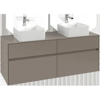 Villeroy & Boch Collaro Waschbeckenunterschrank, für 2 Waschbecken, 1400x548x500mm, C04800VN, Farbe: Front/Korpus: Cashmere Grey, Griff: Cashmere Grey