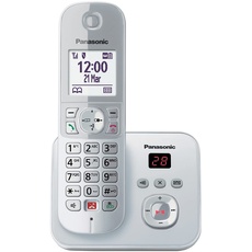 Panasonic Dual-Micro/Nano, KX-TG6861GS Schnurlostelefon mit Anrufbeantworter (Bis zu 1.000 Telefonnummern sperren, übersichtliche Schriftgröße, lauter Hörer, Voll-Duplex Freisprechen) perl-silber
