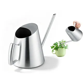 1,5L Liter Gießkanne Mit Langem Ausguss, Kleine Giesskanne Zimmerpflanzen, Edelstahl Haus-Bonsai-Gießkanne Mit Griff, Metall-Garten-Gießkanne Mit Langem Ausguss Für Kleine Topfpflanzen Und Blumen