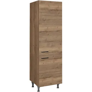 Nobilia Geschirrschrank , Eiche dunkel , Metall , 5 Fächer , nur wie online abgebildet bestellbar , 60x216.6x58 cm , Blauer Engel, Pefc, Goldenes M, Made in Germany, DGM-Klimapakt , Küchen, Küchenmöbel, Küchenschränke, Geräteumbauschränke