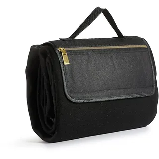 Sagaform City Picnic Decke Schwarz 130x170cm Outdoor Decke Picknickdecke Klein Stranddecke zusammenrollbar Extra Fach mit Reißverschluss Mit Tragegriff, 130 x 170 cm
