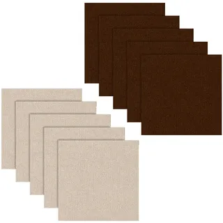LUPATDY 10 Stück Teppichfliesen 50x50cm Bodenbelag Selbstklebend - 2.5m2 Filz Selbstklebendes Antistatisches Band Rutschfestes Quadratischer Teppich für Büro, Haus Gewerbe (Khaki + Dunkelbraun)