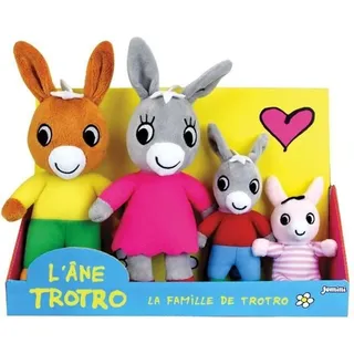 JEMINI Trotro und Familie Plüschbox +/- 15 cm - JEMINI - Trotro, seine Mama, sein Papa und seine kleine Schwester. - Braun