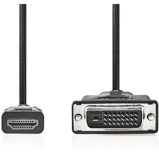 Nedis HDMITM -Kabel HDMITM Stecker DVI-D 24+1-Pin Stecker 1080p Vernickelt 2.00 m Gerade (2 HDMI), Typ A (Standard) Schwarz