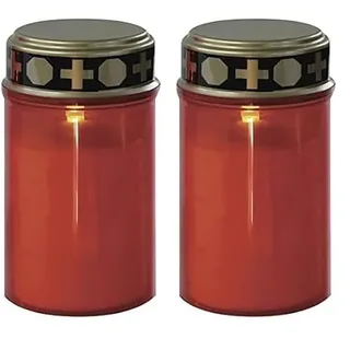 EMOS LED Grabkerze, Grablicht mit Dämmerungssensor, IP44 wasserdichte Grableuchte für den Außenbereich, 1500 Stunden Lebensdauer, DCCV20, 7 x 12,5 cm (Packung mit 2)