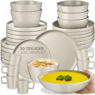 tectake® Kombiservice Una für 6 Personen ineinander stapelbar