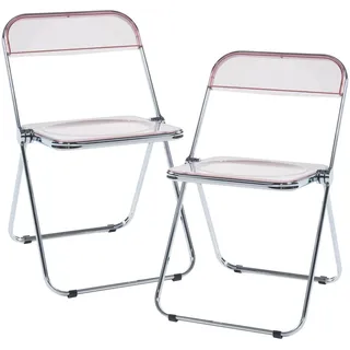 [en.casa] Klappstuhl-Set Pornainen 2 Tlg. , Pink , Metall, Kunststoff , 46x74x47 cm , Esszimmer, Stühle, Klappstühle
