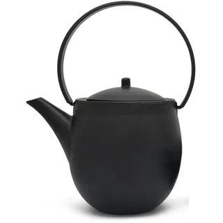 Bredemeijer große schwarze gusseiserne Asia Teekanne Induktion 1.2 Liter - emaillierte Gusseisenkanne mit Edelstahl Teefiltersieb