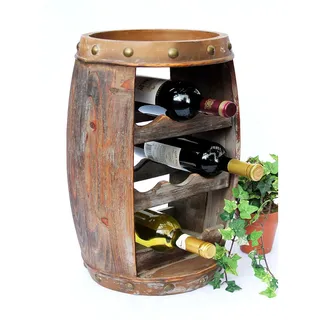 DanDiBo Weinregal Weinfass 8 Flaschen Holz Braun 35/30/50 cm , 35x50x30 cm , Weinregale