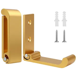 flintronic 2 Stück Kleiderhaken Wand, Platzsparende Garderobenleiste | Umklappbaren, Wandgarderobe, Hakenleiste Garderobe, Garderobenhaken, Hakenleiste Kleiderhaken für Jacken Schals (Gold)