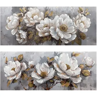 DRW Leinwandbild mit Blumen in Farben, handbemalt, 150 x 3 x 60 cm, #Value, Medidas: 150x3x60cm