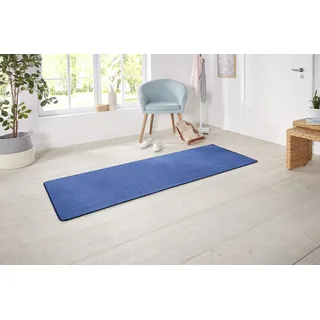 HANSE HOME "Shashi" Gr. 13, blau, B:80cm H:8,5mm L:300cm, Kunstfaser, Teppiche, Teppich, Kurzflor, Unifarben, Läufer, weich, Esszimmer, Kinderzimmer, Flur,