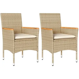 vidaXL Gartenstuhl 61 x 61 x 83 cm beige/weiß 2 St.